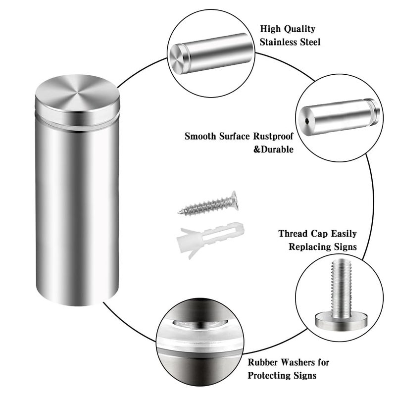 anpiwshjo Standoff Screws for Acrylic Signs - Metal Mounts & Spacers (0.6x1.96inch) - Image 4